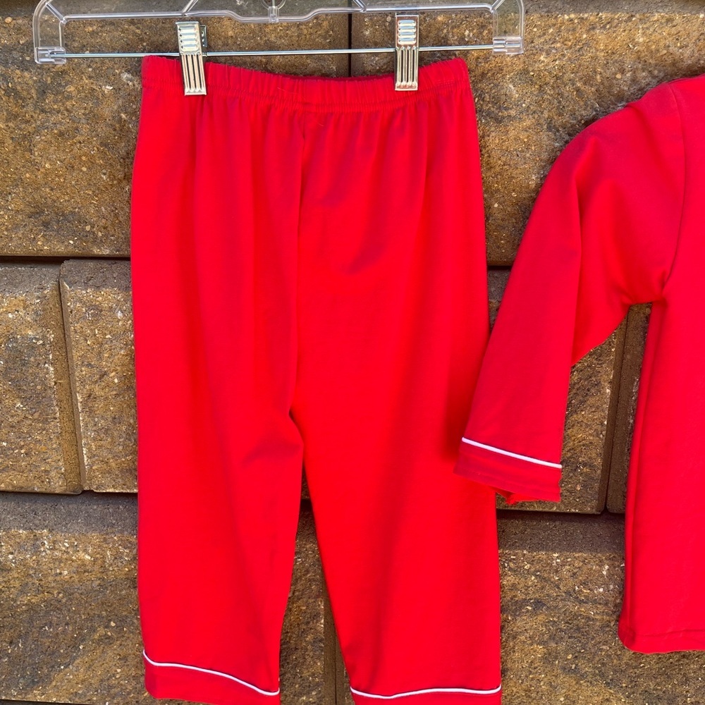 RED WITH WHITE PIPING CHRISTMAS PAJAMAS - Picture 6 of 6